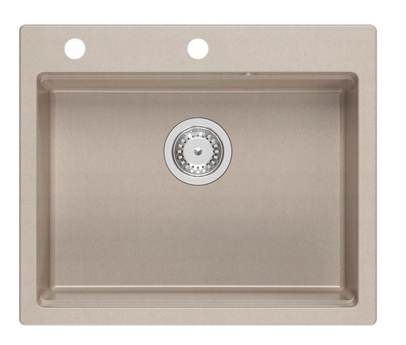 Quadri Durham Pearl Beige granit överbyggnad diskho 595x500 med tvåldispenser, skärbräda, insatsbassäng och rullmatta 1208971814