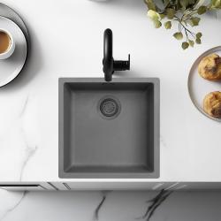 Ausmann Fiber betong grå diskho 40x40cm undermontering, överbyggnad och planmontering med gun metal plugg 1208971882
