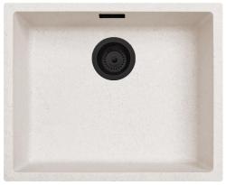 Ausmann Fiber sand vit diskbänk 50x40cm underbyggnad, överbyggnad och plan inbyggnad med automatisk svart plugg 1208971931