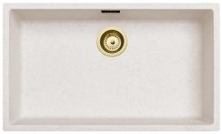 Ausmann Fiber sand vit stor diskbänk 70x40cm underbyggnad, överbyggnad och infälld med automatisk guldplugg 1208971938