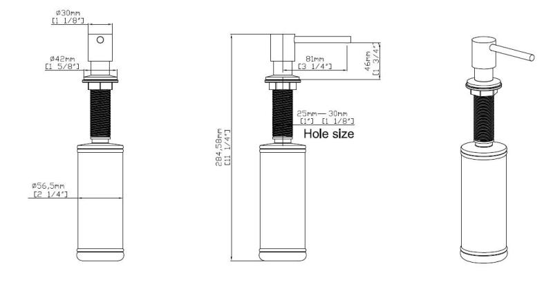 Pure.Sink Elite Steel Shine infällbar Tvåldispenser PVD koppar från toppen återfyllningsbar PS9010-62
