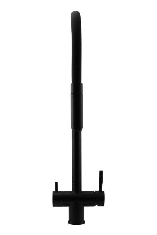 Pure.Sink Elite Steel Flex 3-vägs Matt svart kökskran med flexibel utlopp och Filtrerat vatten PS8110-10