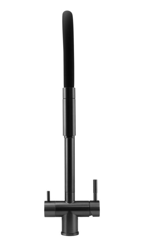 Pure.Sink Elite Steel Flex 3-vägs PVD gun metal kökskran med flexibel utlopp och Filtrerat vatten PS8110-61