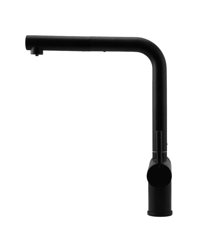 Pure.Sink Elite Steel Clear-S Matt svart 3-vägs Kökskran med Uttagbar Utlopp och Filtrerat Vatten PS8120-10