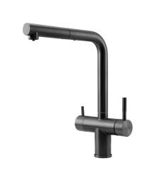 Pure.Sink Elite Steel Clear-S PVD gun metal 3-vägs Kökskran med Utdragbart Utlopp och Filtrerat Vatten PS8120-61