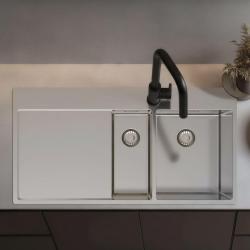 Pure.Sink Exclusivo Rostfritt stål 1,5  diskho med avrinningsdel 100x52 cm Kranvinge höger PEX3418100RT-02