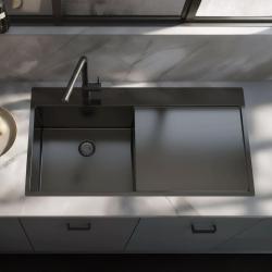 Pure.Sink Exclusivo Gun metal diskho med avrinningsdel 100x52 cm Kranvinge vänster PEX47100LT-61