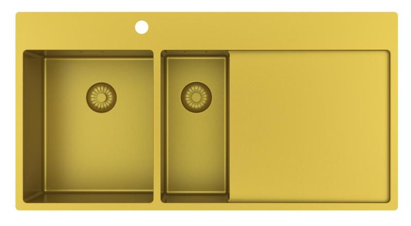 Pure.Sink Exclusivo Guld 1,5  diskho med avrinningsdel 100x52 cm Kranvingen vänster PEX3418100LT-60
