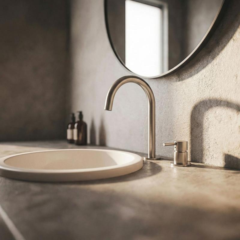 MURO TUA 2-håls tvättställsblandare krom med rund utlopp 1208972104