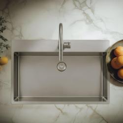 Pure.Sink Exclusivo Stort diskbänk i rostfritt stål, 75 x 40 cm, med kranarm och kranhål, BB7540T-02