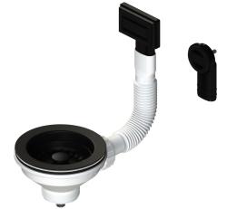 Pure.Sink Universal Korgpluggset Matt svart, avloppsats för diskbänk inkl. rund och rektangulär överflödesventil WSTMAN-31