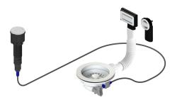 Pure.Sink Universal Matt vit avloppsats inklusive tryckknappsavlopp med plugg, plus rektangulärt och runt överflöde WSTAUT-32