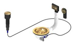 Pure.Sink Universal Guldfärgat avloppsset inklusive tryckknappsavlopp med plugg, plus rektangulärt och runt överflöde WSTAUT-60