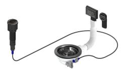 Pure.Sink Universal Gun metal Avloppssats inklusive tryckknappsavlopp med plugg, plus rektangulärt och runt överflöde WSTAUT-61