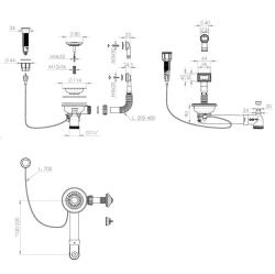 Pure.Sink Universal Koppar avloppssats inklusive tryckknappsavlopp med plugg, plus rektangulärt och runt överflöde WSTAUT-62