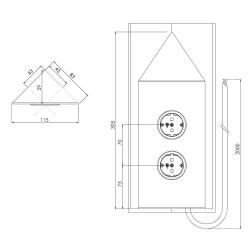 Indux Corner Energisäule mit 2 Steckdosen Randearde Ecke Gun Metal 1208972286