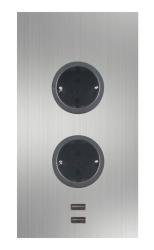 Indux Corner Energisäule mit 2 Steckdosen, Schutzerde und 2 x USB-Ladegerät Edelstahl 1208972296