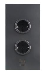 Indux Corner Energisäule mit 2 Steckdosen, Schutzerdung und 2 x USB-Ladegerät Schwarz 1208972297