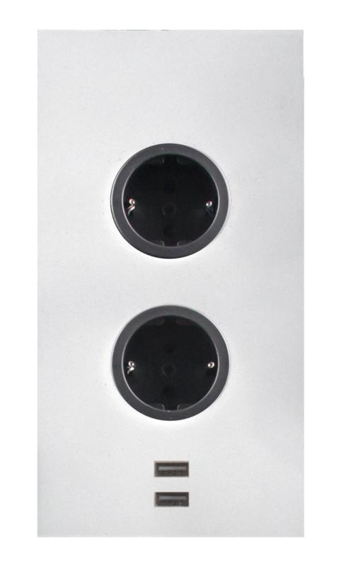 Indux Corner Energikolonn med 2 uttag, jordad och 2 x USB-laddare Vit 1208972298