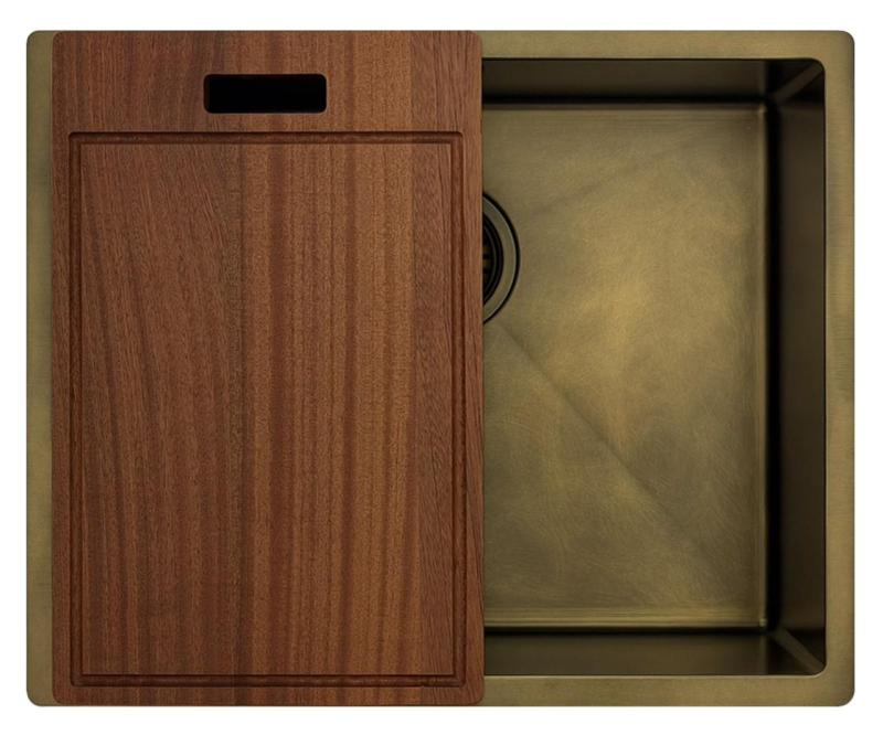 Pure.Sink Luxion PVD Antik bronsdiskho 50x40 cm underbyggd, infälld och påbyggd med bottenhylla PLX5040-64