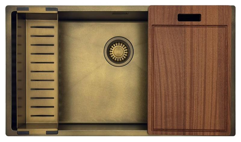 Pure.Sink Luxion Stor PVD antik bronsdiskho 74x40 cm underbyggd, infälld och påbyggd med bottenhylla PLX7440-64
