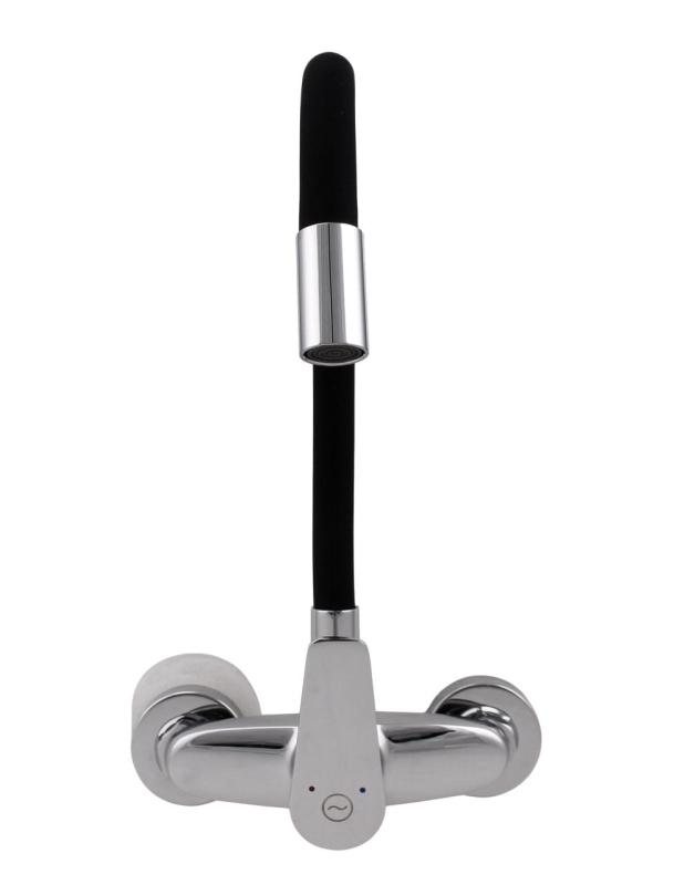 Aquanello Casa Väggmonterad köksblandare i krom med hög flexibel pip CR-1301-CS