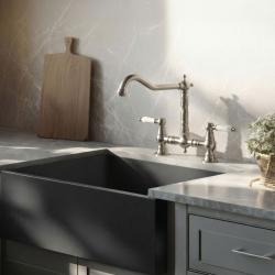 Aquanello Heritage Manor Klassisk kök Nostalgisk bro Kökskran Krom med vit handtag CR-0010-HM