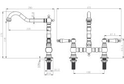 Aquanello Heritage Manor Klassisk köksblandare i rostfritt stål med vit spak i nostalgisk brodesign NB-0010-HM