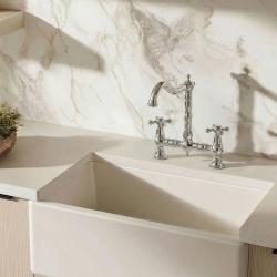 Aquanello Heritage Ascot Klassisk köksblandare i nostalgisk brodesign, krom med korshandtag, CR-4001-HA