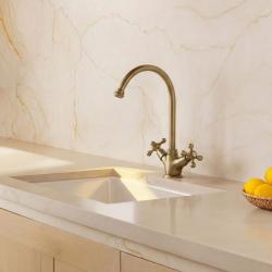 Aquanello Heritage Ascot Klassisk kökskran i nostalgisk stil, bronsfärgad med rund pip, BN-4003-HA