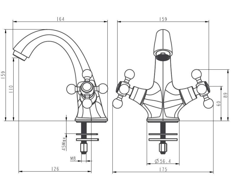 Aquanello Heritage Ascot Klassisk nostalgisk tvättställsblandare i krom CR-4101-HA