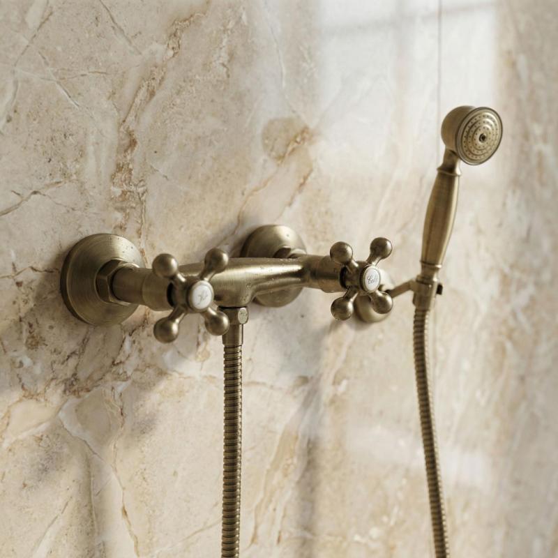 Aquanello Heritage Ascot Klassisk duschbatteri med stjärnknappar i brons inklusive handdusch BN-2002-HA