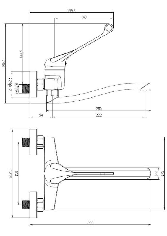 Aquanello Medic Kökskran med lång handtag, svart BL-1005-MD