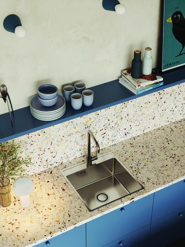 Aquadesign Plana Rostfritt stål, påbyggnadsdiskho 48 x 49 cm med kranhål, inklusive sifon och Clickclack-avtappningsplugg 1208972559