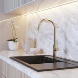 Graniteland Vira Slim Köksblandare i borstat guld med vridbar pip 1208972623