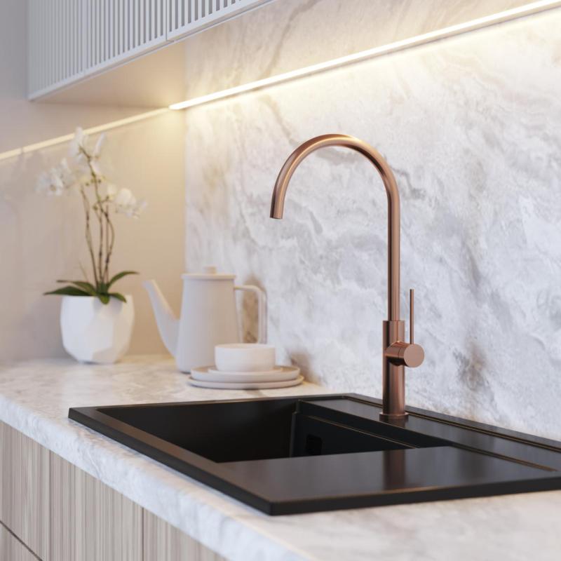 Graniteland Vira Slim Köksblandare i borstad koppar med vridbar pip 1208972624