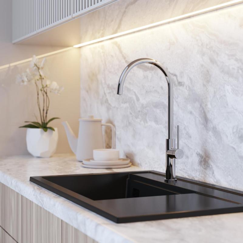 Graniteland Vira Slim Köksblandare i krom med vridbar pip 1208972625